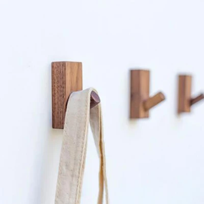 walnut Натуральный Деревянный крючок для одежды, вешалка для задней двери, 3 м, самоклеющаяся сумка для хранения шляп, ремень, органайзер для хранения, подвесной стеллаж из ореха - Цвет: walnut
