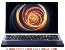 Original DEEQ LAPTOPS 8GB DDR3 60GB SSD 500GB HDD Intel Core i7 game Laptop Notebook Computer