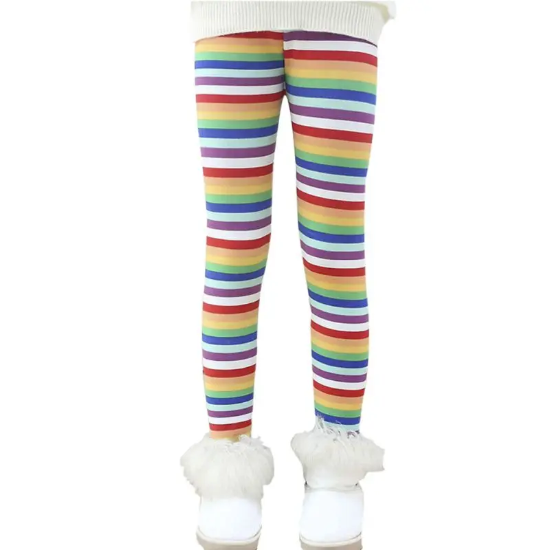 Стрейчевые леггинсы для маленькой девочки теплые зимние штаны для детей 1-9 лет