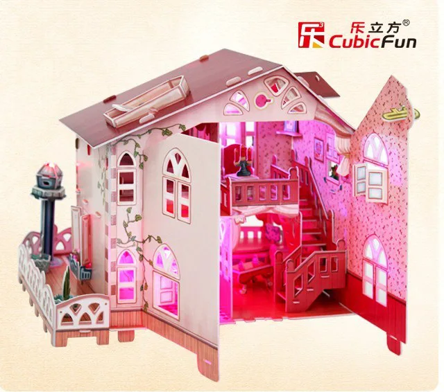 3D головоломка бумажная модель DIY детские игрушки освещение хижина вилла для отдыха идиллическая вилла P634 P635 подарок для детей 2 вида доступны - Цвет: P634
