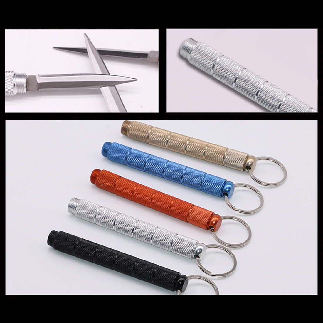 

Camping Outdoor Survival Hiking Hunting Camping Flat Headed Key Ring Tools + Sheath New