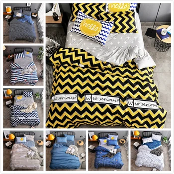 

Wave Stripe Yellow Black Duvet Cover AB Side Bedding Set Adult Kids Child Soft Bed Linens Single Queen King Size 180x220 200x230