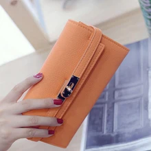 2016 Hot Fashion Metal Skull Pattern PU Leather Long Wallets Women Wallets Portable Casual Lady Cash Purse Card Holder Gift