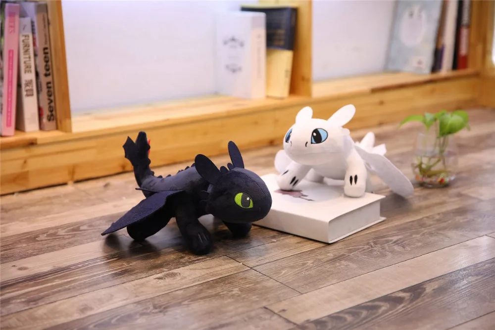 60cm Giant How To Train Your Dragon 3 Plush Toy Toothless Light Fury/Night Fury Stuffed Plush Doll Gift for Kids Birthday