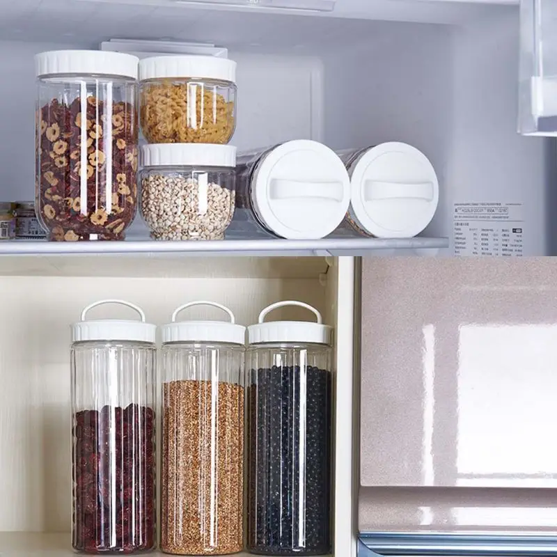 

Kitchen Transparent Food Storage Container With Lids Sealing Pot Cereal Grain Bean Rice Sealed Plastic Milk Powder Jar