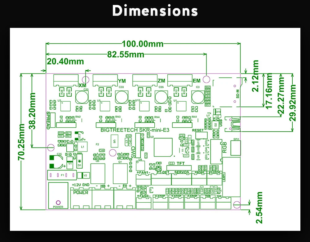 BIQU BIGTREETECH SKR MINi E3 32 бит контроллер интегрированный TMC2209 UART с TFT24 V1.1 экран для Ender 3/5 SKR Pro 3d принтер