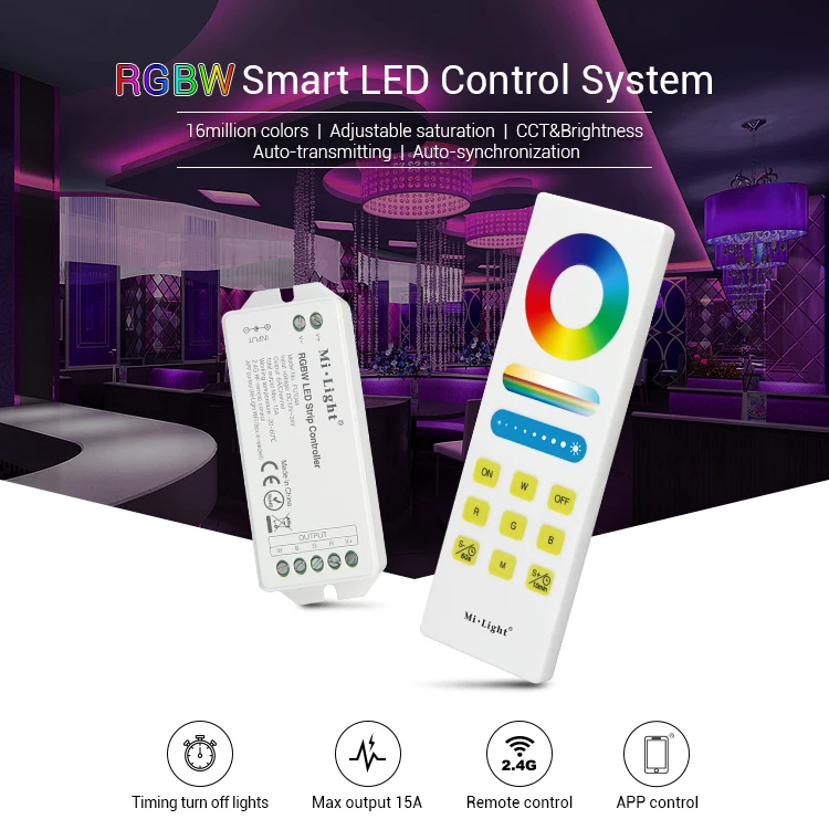 

mi light FUT044A RGBW Smart LED Control 16 million colors adjustable System led controller DC12V~24V Total Output Max 5A