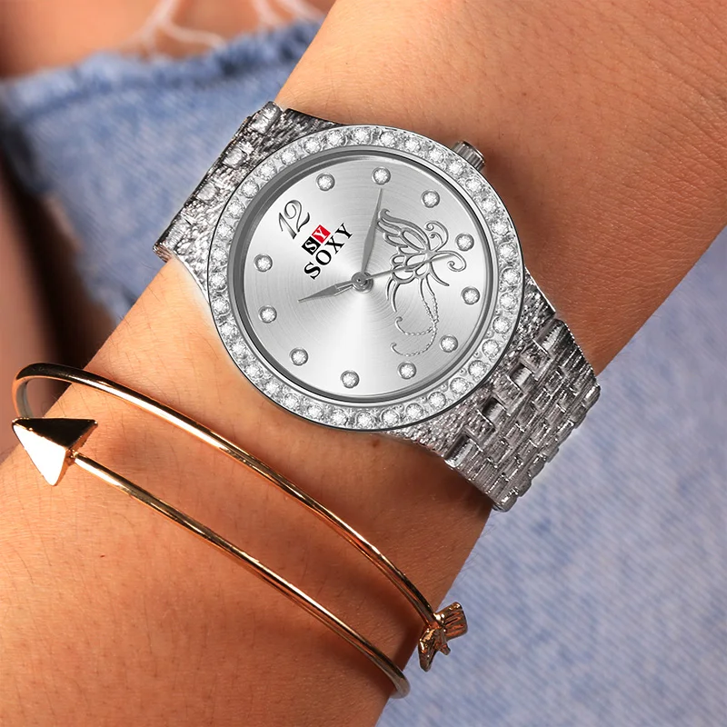Women Quartz Crystal Luxury Watch Feminino Relogio Bracelet Wristwatch Casual Reloj Gold Silver Mujer bayan kol