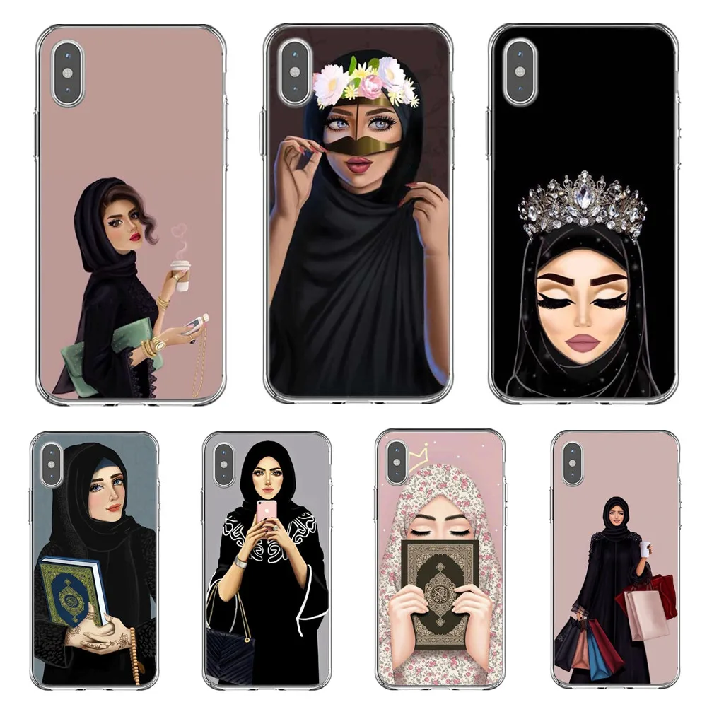 

Woman In Hijab Face Soft Phone Cases For iPhone XS XR XS MAX Princess Muslim Islamic Gril Cover For iPhone 6S 6 7 8 Plus 5 5s SE