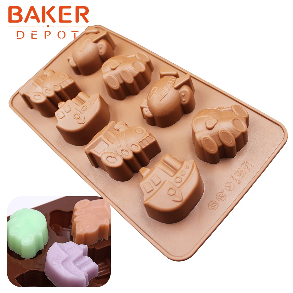 

cake baking tools silicone chocolate mold vehicle car ferry design candy gummy molds 8 lattices diy cake jello pudding mould