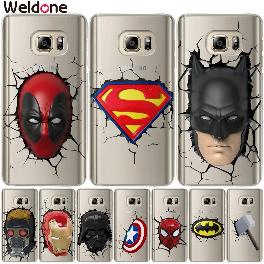 

Marvel Avengers Case For Samsung S9 Plus S7 S6 Edge S8 Plus G530 J3 J5 2016 2017 J2Prime Super iron Bat Man Deadpool case cover