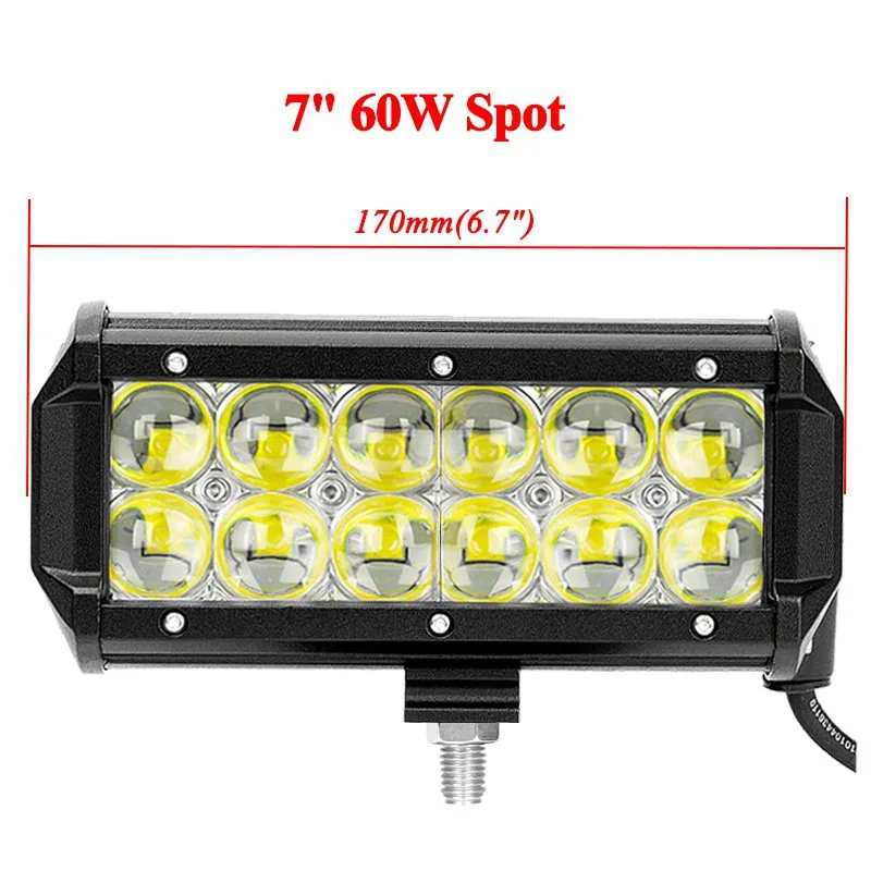 VISORAK 7 12 20 23 2" 5D внедорожный светодиодный светильник для грузовиков, внедорожников, внедорожников, вездеходов, 4wd 4x4 светодиодный бар для автомобилей, тракторов, 4WD 4x4, внедорожников, вездеходов, грузовиков, внедорожников - Цвет: 60W Spot No Wire