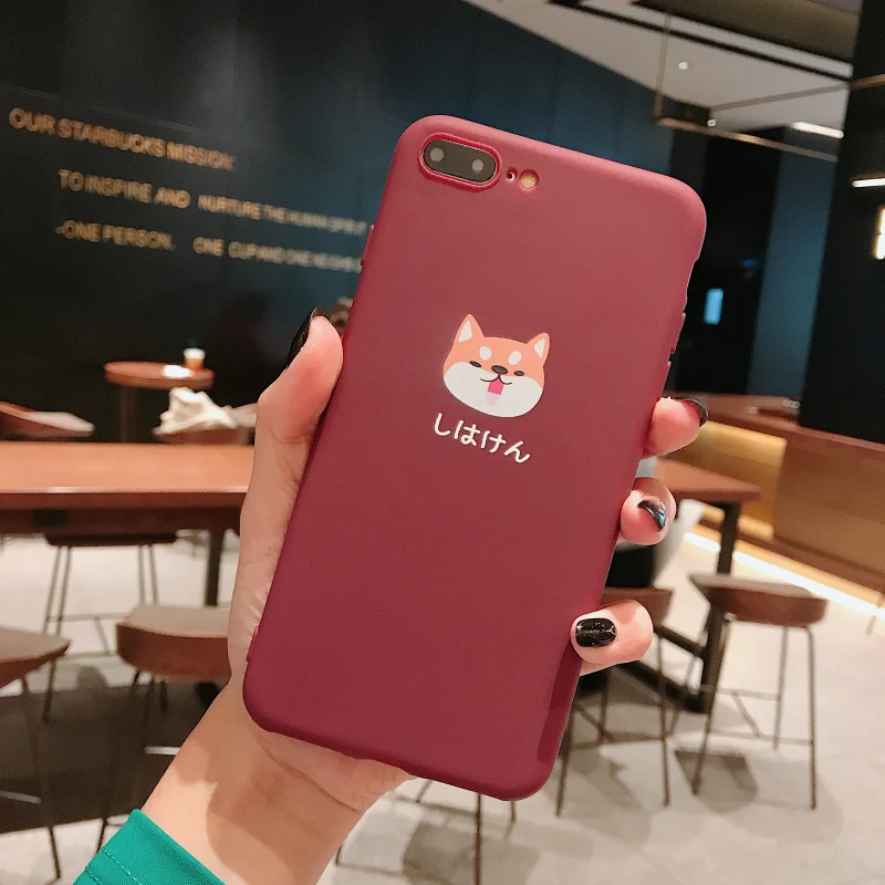 

Cartoon Shiba Inu Soft Phone Cases for Iphone 7 case for Iphone 6 6S 7 8 Plus Shell Simple Cute animal Dog Soft silicone Cover