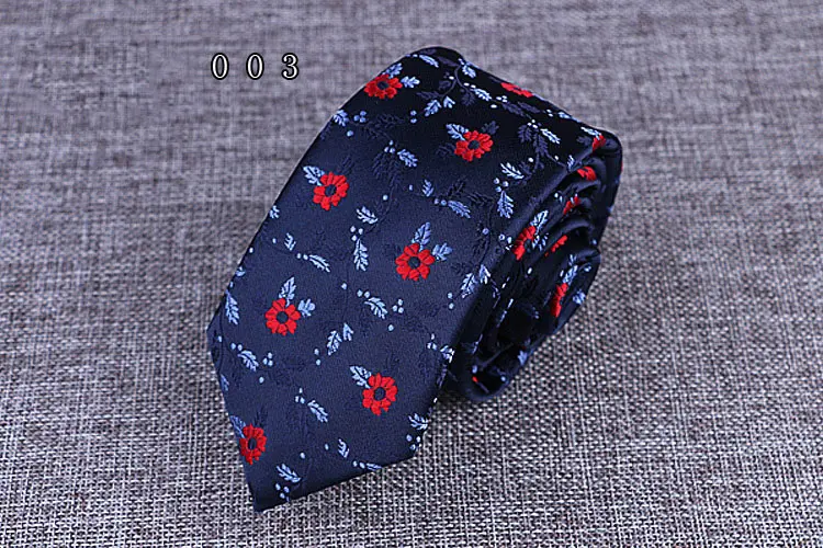 Mens Polyester Skinny Tie 6cm Slim Fashion Neck Tie Green Red Flower Striped Leisure Necktie Business Wedding Neckwear Gift Ties