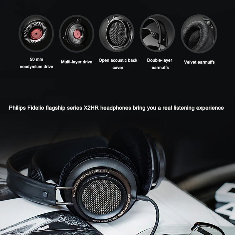 Гарнитура Philips Fidelio X2HR лучший продукт в 2015 году с приводом высокой мощности 50 мм 3