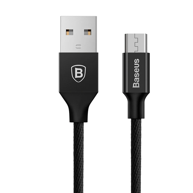 Baseus Micro USB кабель 2A Быстрый кабель синхронизации данных и зарядки для samsung huawei xiaomi мобильного телефона Microusb зарядное устройство для мобильного телефона - Цвет: Black