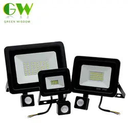 Открытый Уолл-стрит свет AC220V 10 W 30 W 50 W Светодиодный прожектор с движения PIR Сенсор Водонепроницаемый Spotlight для сада Двор Улица