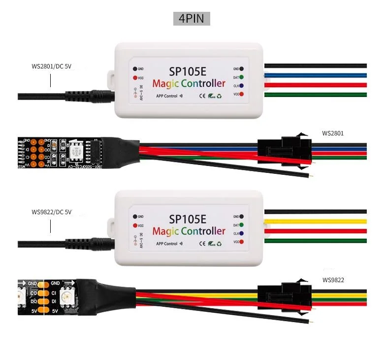 SP105E SP108E волшебный wifi контроллер Bluetooth DC5V-24V 2048 пикселей для WS2811 WS2812B 2801 6803 IC Светодиодная лента IOS Android APP