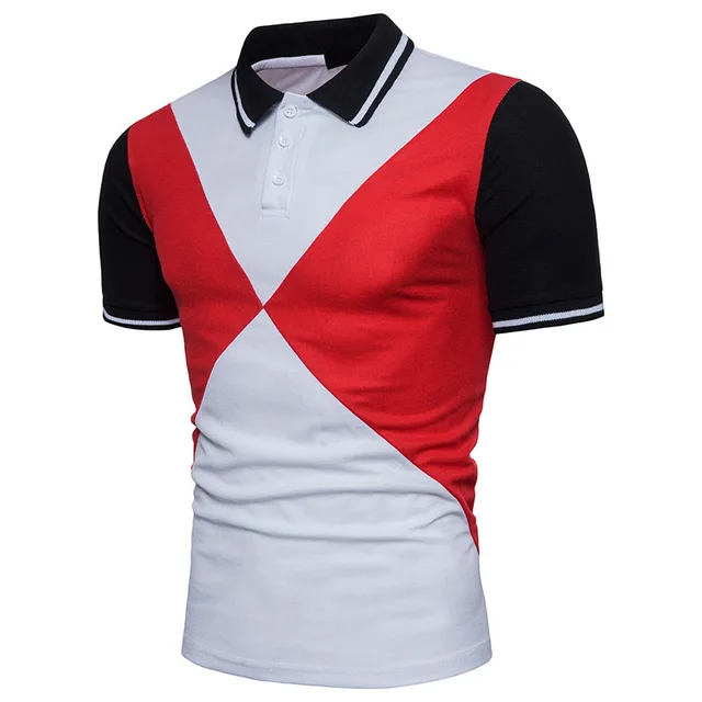 Europe Size XXL Polo Shirt Men Contrast Color Slim Fit Polo Para Hombre ...
