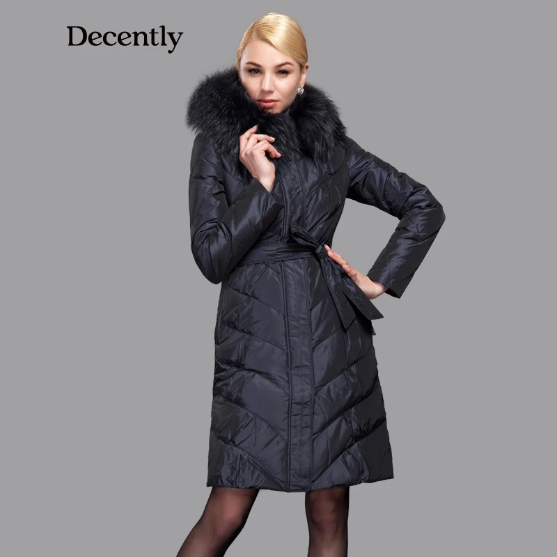 Decently 2015 Winter Women Down Jacket Slim Fashion Coat Duck Down Free Shipping Hooded Pocket Large