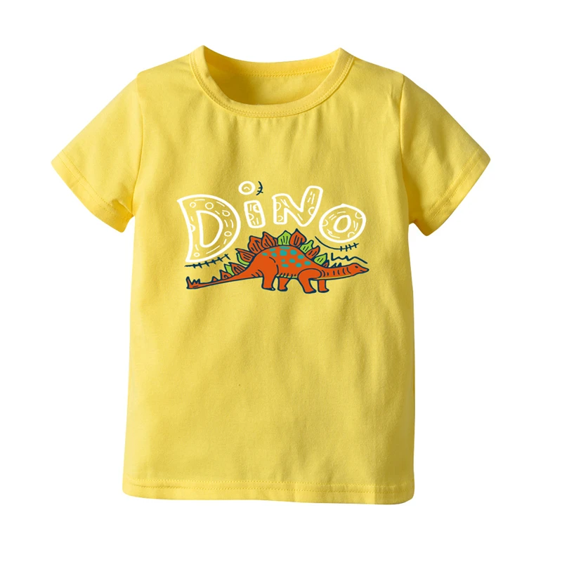 Детская одежда, детская одежда, одежда для маленьких мальчиков, летний топ с короткими рукавами, футболка с принтом динозавра, модная