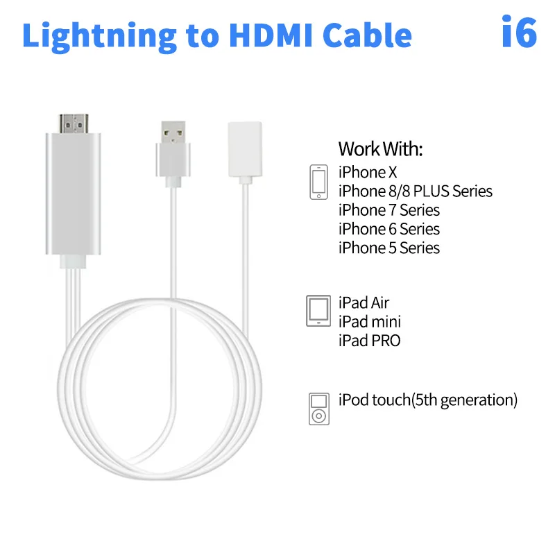 I6 HDMI кабель трансмиссии true HD Выходной интерфейс Поддержка 1080 P Full HD HDMI, устройство для мобильного телефона подключение к ТВ 2 метров Длина кабель