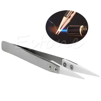 

OOTDTY Heat Resistant Stainless Steel Ceramic Tweezers Pointed Tip For RDA RBA Coils