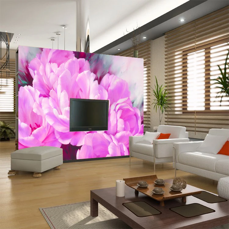 Custom purple flower papel mural 3d photo murals wallpaper for Living room TV background 3d Wall ...