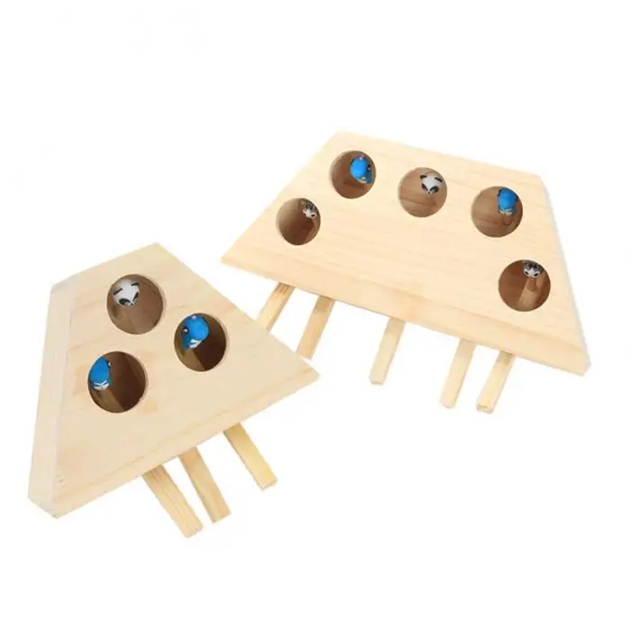 Whack Mole mouse кошка упражняющая игрушка твердая деревянная головоломка коробка с 3/5 отверстиями игрушки для домашних животных MYDING