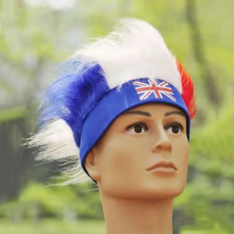 

KTLPARYT 10pcs/lot 2018 football football fans wig ENGLAND national flag funs wig Cheerleading wig football match party wig