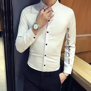 

men shirt 9500/ shopkeeper wind 2018 autumn winter long sleeved shirts English Korean slim, pure color shirt hairstylist P45
