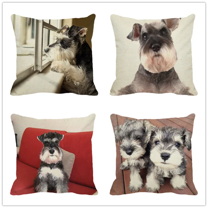 XUNYU милые Чехлы для подушек с животными Schnauzer 45*45 см квадратный чехол подушки