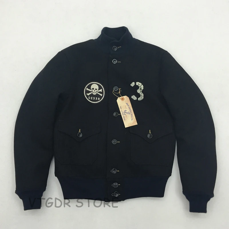 

BOB DONG A-1 Woolen Flight Jacket USCG Back Paint Winter Men's Military Coat