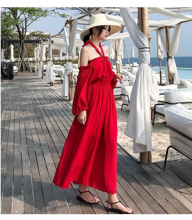 YOSIMI Summer Dress 2019 Long Women Dress Beach Dress Holiday Maxi Chiffon Yellow Long Sleeve Vestido Female Off The Shoulder