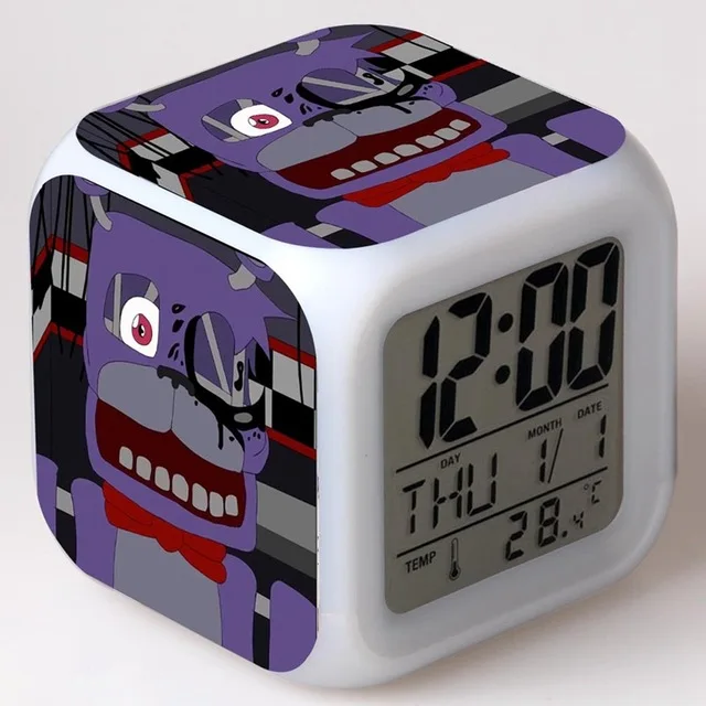 FNAF World Digital Alarm Clock Night Light LED 7 Color Change reloj