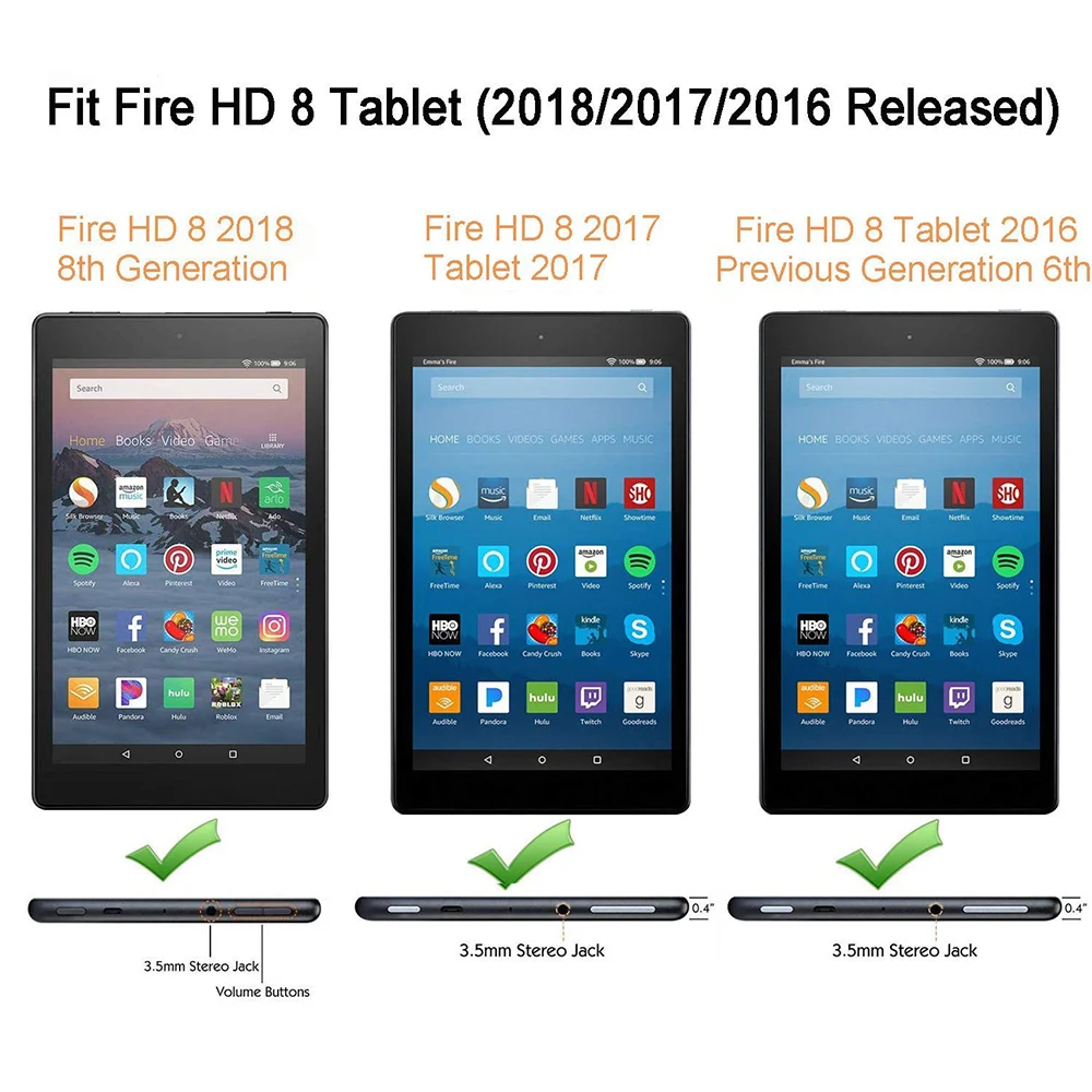 Чехол для amazon kindle fire hd 8 tablet release smart cover для всех новых fire hd 7-го поколения Дисплей чехол для планшета+ подарок