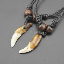 

Tibet Jewelry Style Amulet Real Tooth Fangs Wolf Canine Teeth Pendant Surfer Necklace Adjustable Gift MN251