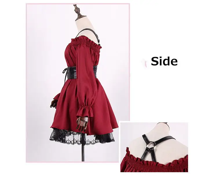 2018-Vintage-Gothic-Women-Off-Shoulder-Waist-Corset-Pu-Belt-Lace-Up-Long-Sleeve-Red-Dress (1)_