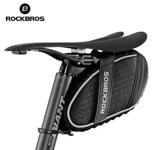 ROCKBROS велосипедная седельная сумка с 3D корпусом, непромокаемая Светоотражающая Противоударная велосипедная трубка, задний Подседельный штырь, сумка для велосипеда, аксессуары - Цвет: BLACK
