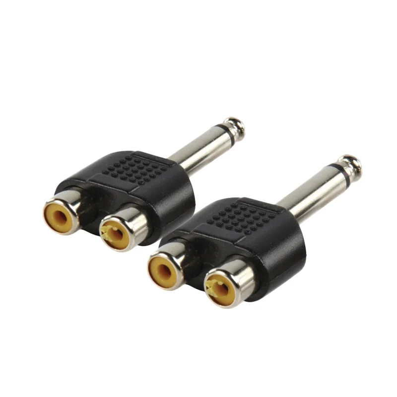 2pcs 6 35mm Male Mono 1 4 Stereo Jack Plug to 2 RCA Phono Female Socket 5
