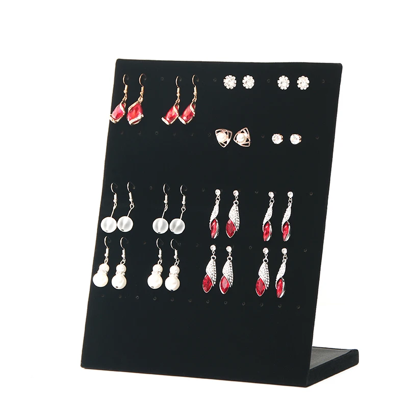  30 pairs of Earring Display Stand Holder L Shape Velvet Stud Earrings Display Rack Pin Ear Ring Jew