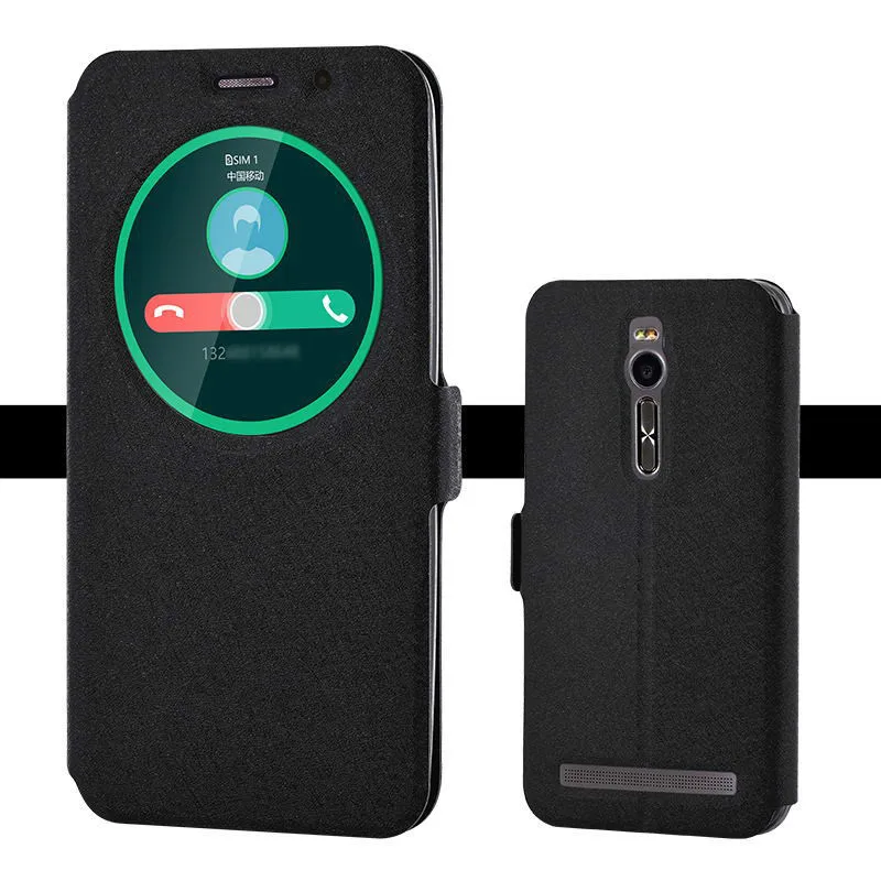 فليب غطاء ل آسوس Zenfone 2 ZE551ML سريع الإجابة نافذة جلدية الغلاف حالات ل Zenfone2 ZE550ML Z00ADB Z008D الهاتف حالة