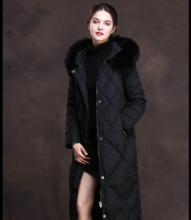 Women Winter Duck Down Jackets Hooded Big Fox Fur Collar Long Coats Dded Down Overknee Jacket Women Winter 2018 AS054 (15)
