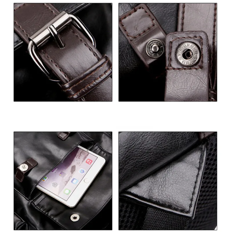 New Pu Leather Backpacks Fashion Vintage Notebook Laptop Backpack Male Large Capacity Backpacks for Men and Women Casual Bags 5
