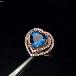 18 К Позолоченные 925 пробы Серебро Лондон голубое сердце обручальное кольцо для Для женщин природных драгоценных камней