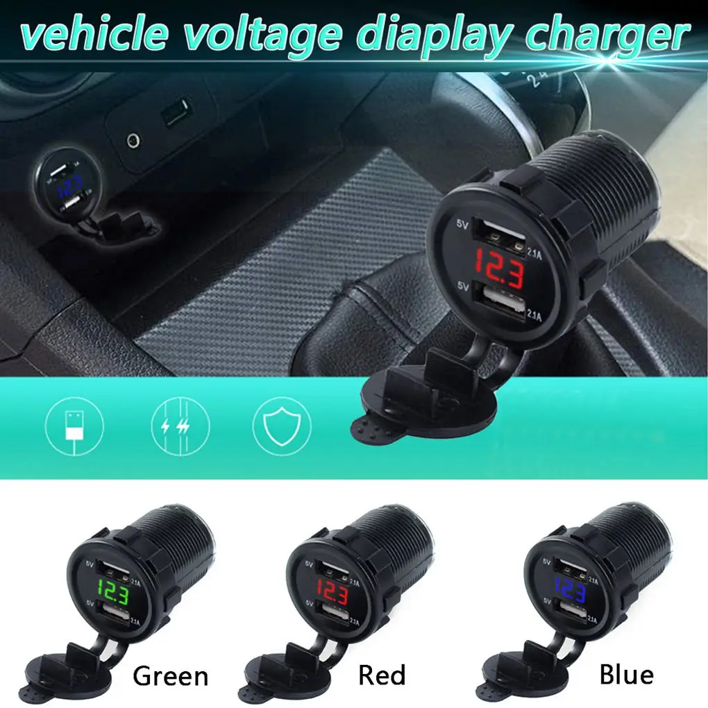 

Universal Dual USB Car Charger Voltage Digital Display Car Cigarette Lighter Replacement for 12V/24V Car Motorcycle