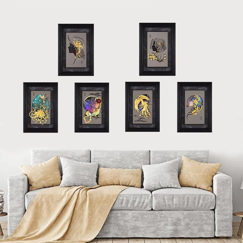 Golden Portrait Painting Poster 24K Gold foil painting Wall art hanging picture Gifts Corridors pictures display Home decoration Golden Portrait Painting Poster 24K Gold foil painting Wall art hanging picture Gifts Corridors pictures display Home decoration