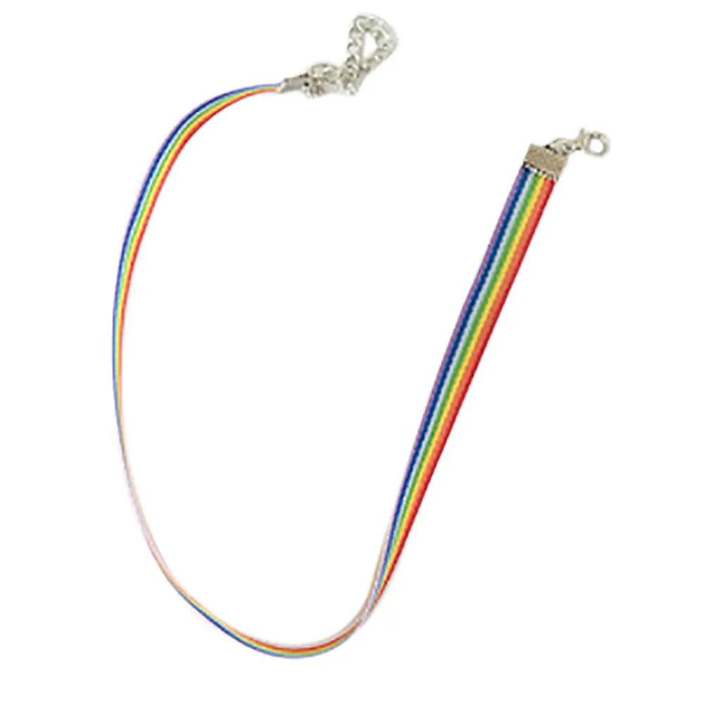 Men Women Gay Pride Rainbow Choker Necklace Gay and Pride Lace Chocker Ribbon Collar with Pendant Jewelry FD