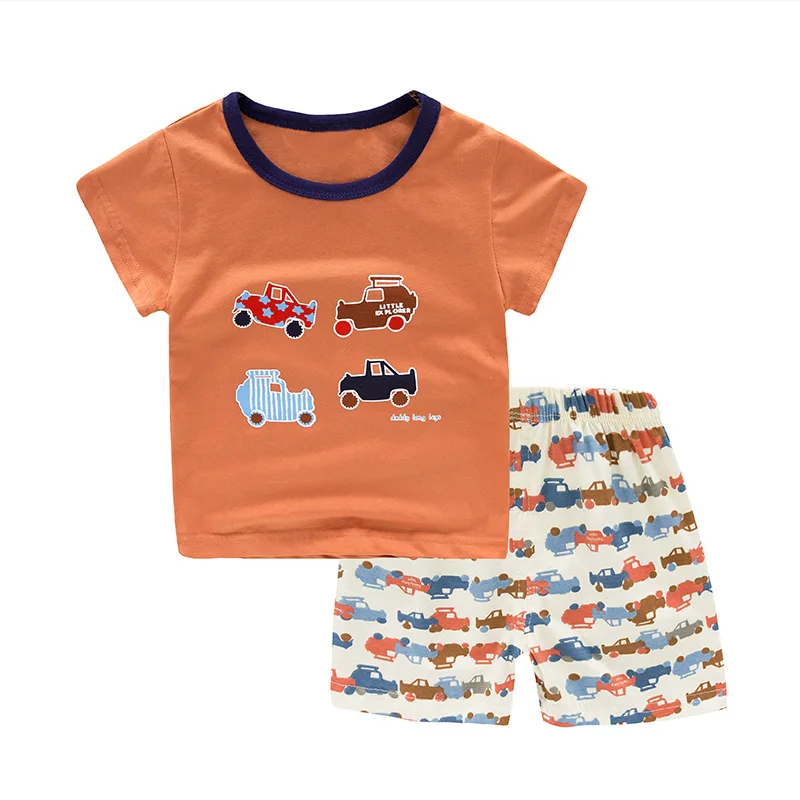 Летние комплекты одежды для сна для маленьких мальчиков и девочек; детские пижамы с короткими рукавами; пижамы для девочек с героями мультфильмов; комплект одежды для детей - Цвет: S-24