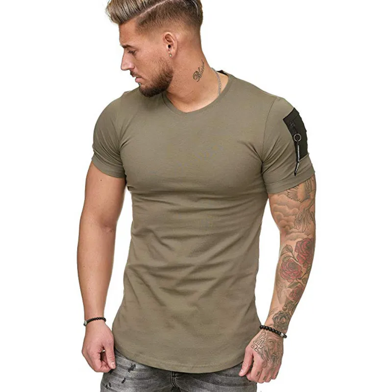 

2019 Men Cotton T-shirt Summer Short Sleeve Tshirt Male Jogger Solid O-neck Casual Fitness Slim Tees Tops Man Clothing